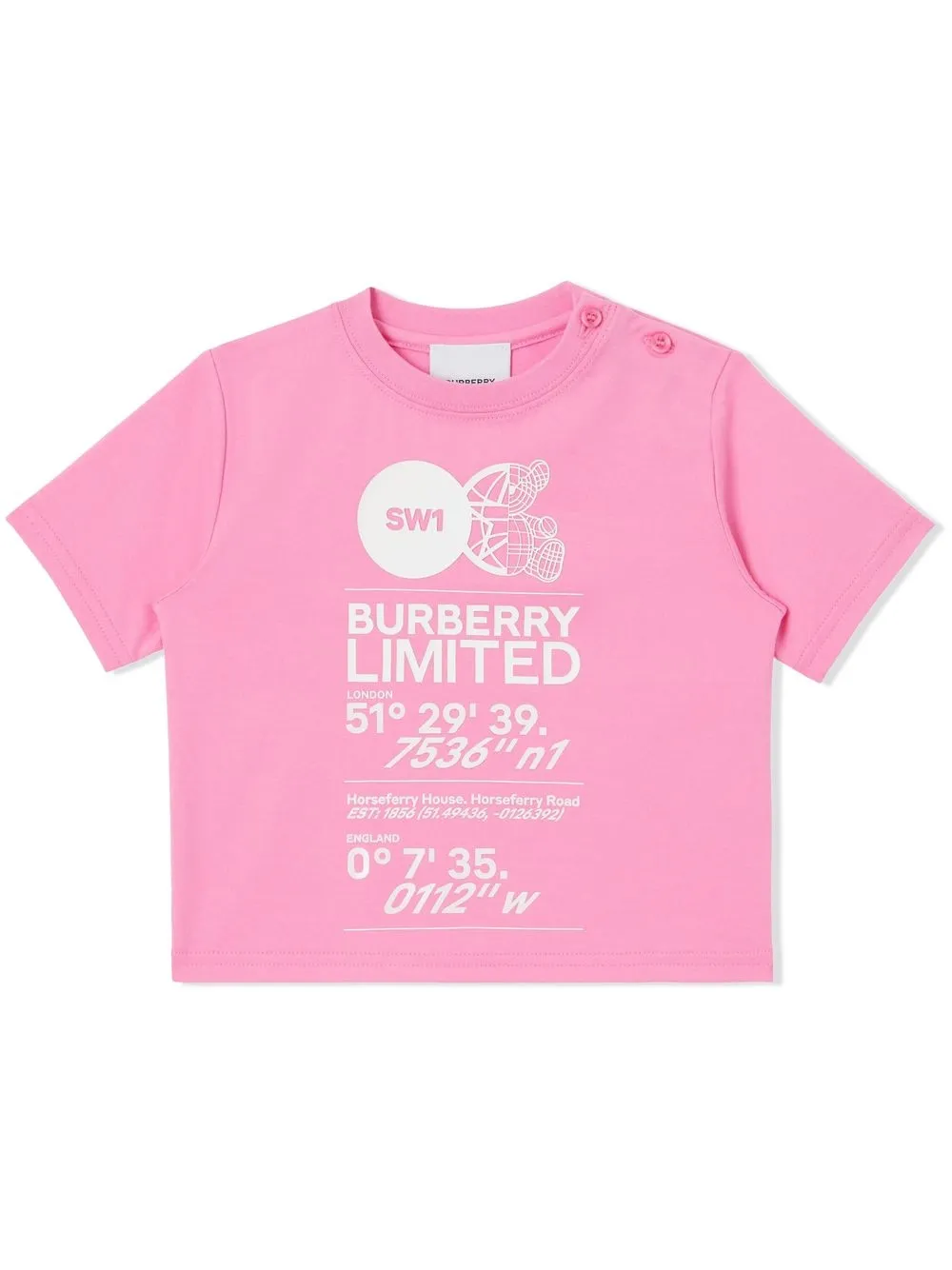 

Футболка с принтом Burberry Kids, розовый
