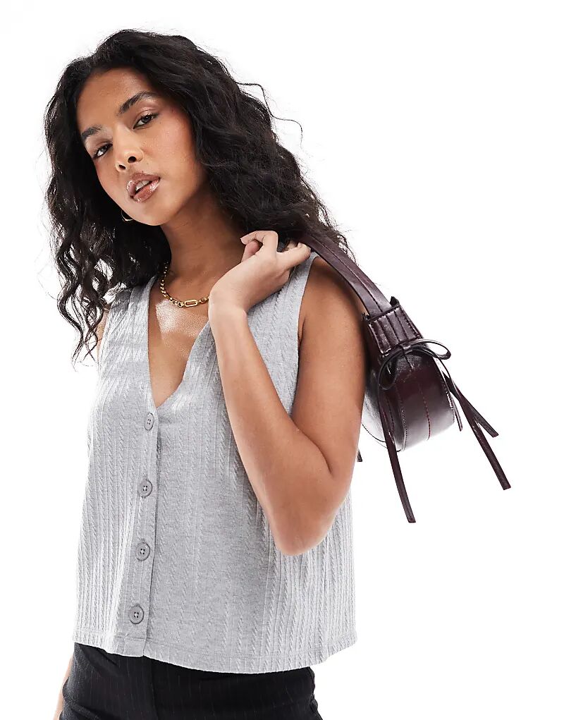 

Трикотажный топ из серого меланжевого трикотажа ASOS DESIGN