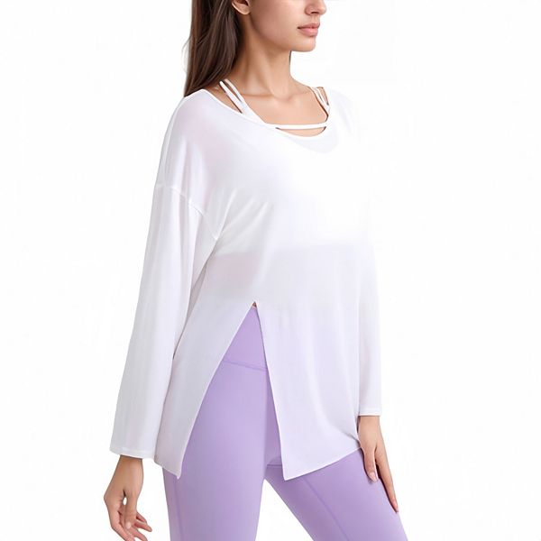 

Женский длинный свитер с вырезом лодочкой и разрезом по боку Anna-Kaci, White