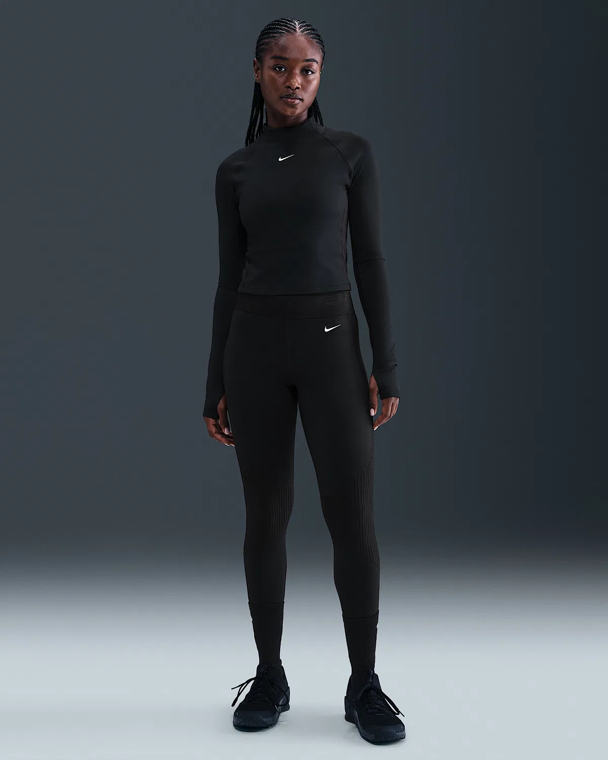 Женская длинная футболка Dri-FIT Nike Pro, Black/White — фото 4