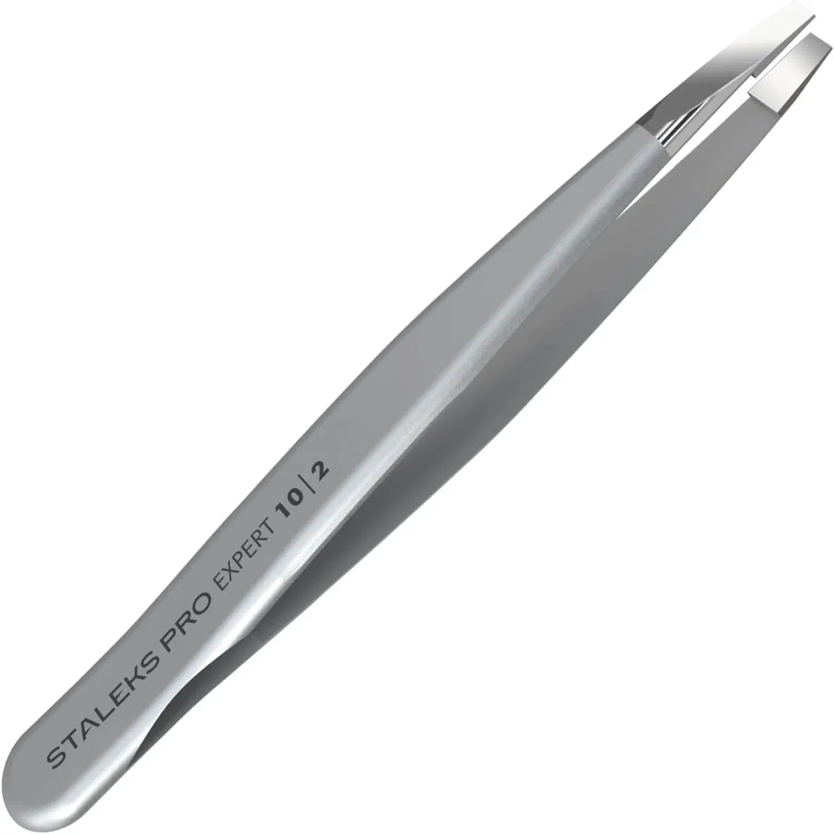 Пинцет для бровей Staleks Pro EXPERT 10 с узким прямым кончиком, серебристый