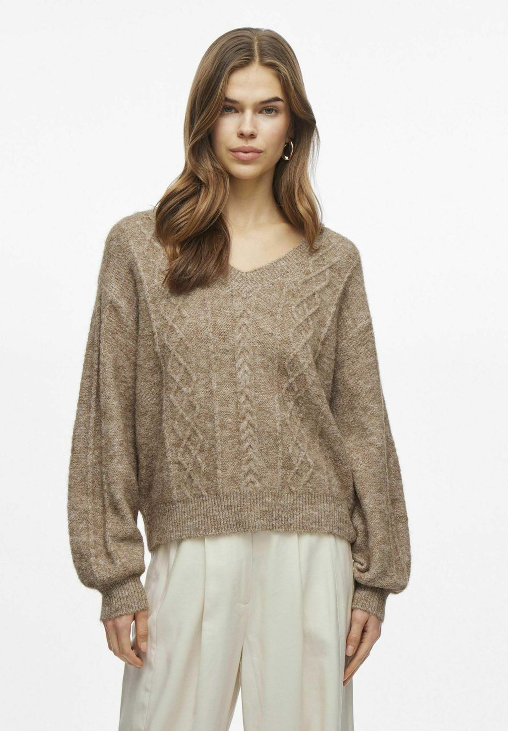 

Свитер VISALLY V NECK VILA, бежевый