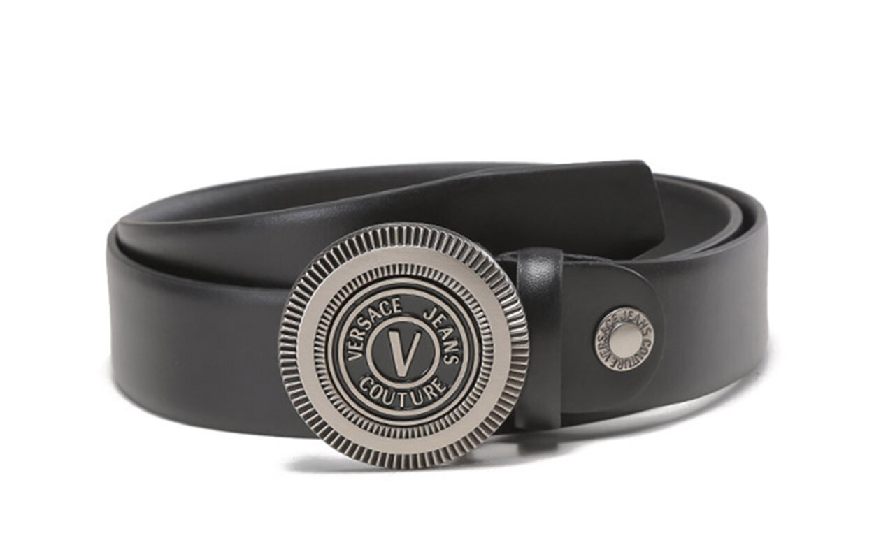 

VERSACE JEANS COUTURE Мужской кожаный ремень, Черный