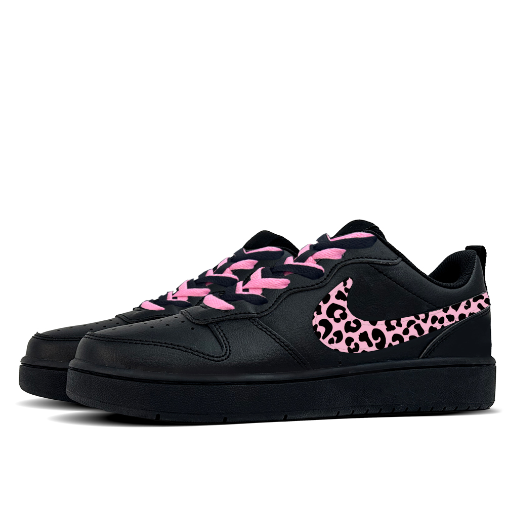 Nike Court Borough Pink Flame Leopard Trail Кожаные детские скейтерские кроссовки низкие с противоскользящей и износостойкой подошвой — фото 4