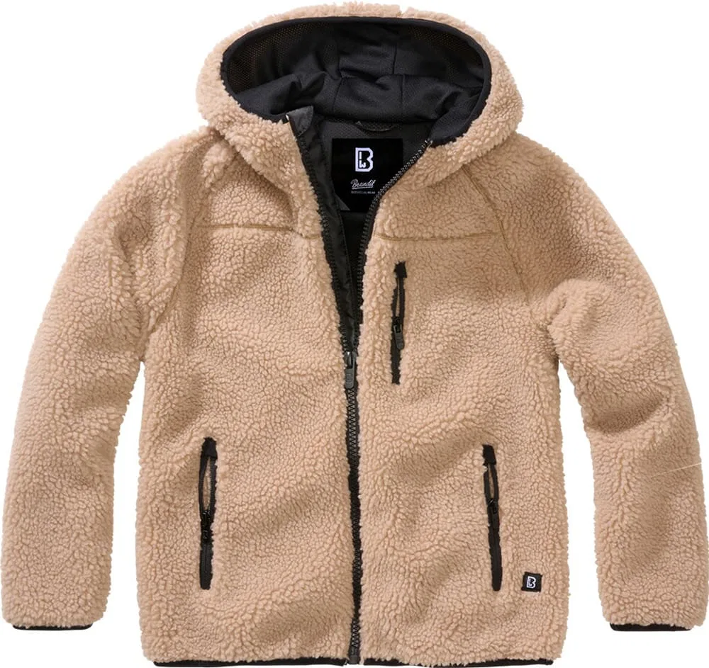 Детская флисовая куртка/свитер "Kids Teddy Fleece Jacket Hooded" коричневого цвета Brandit