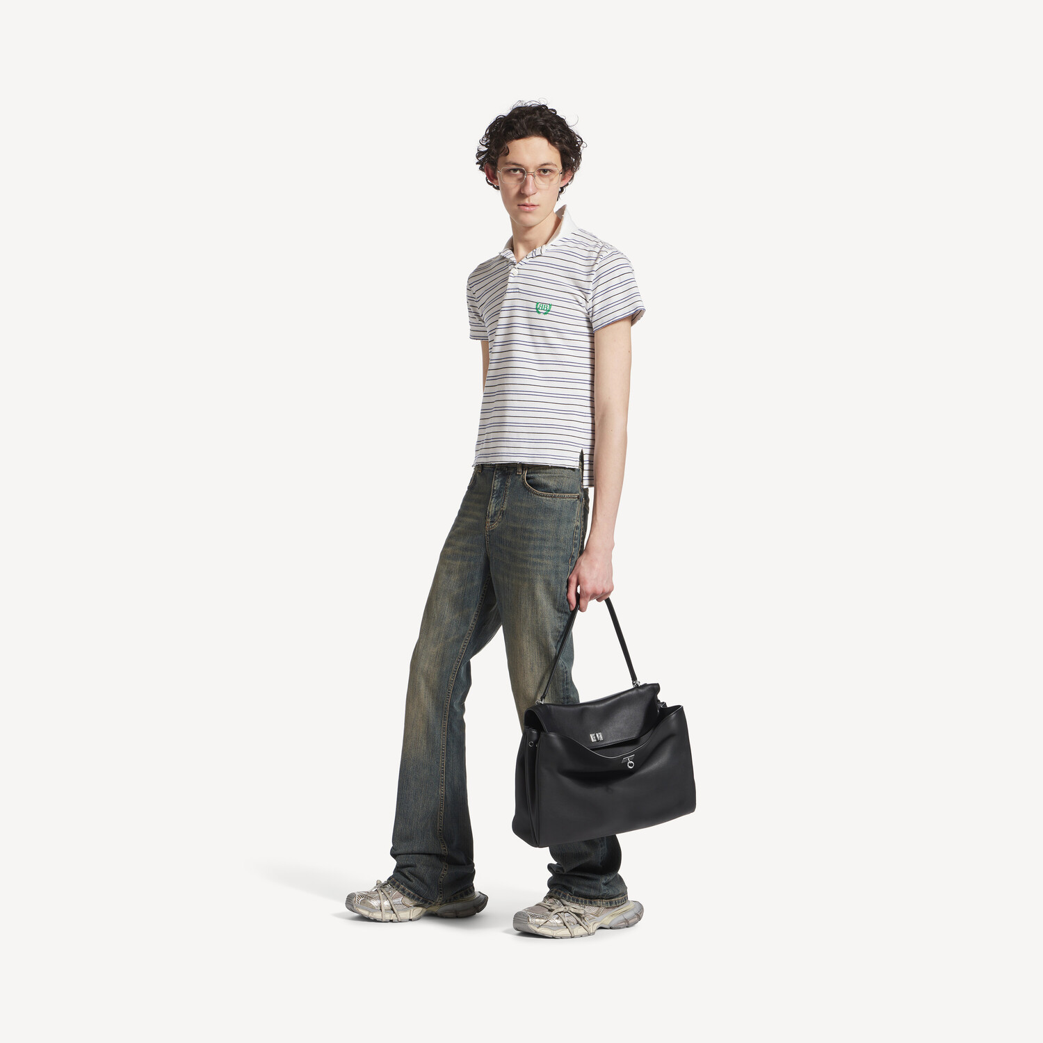 BALENCIAGA Брюки-клеш светло-голубого цвета — фото 2