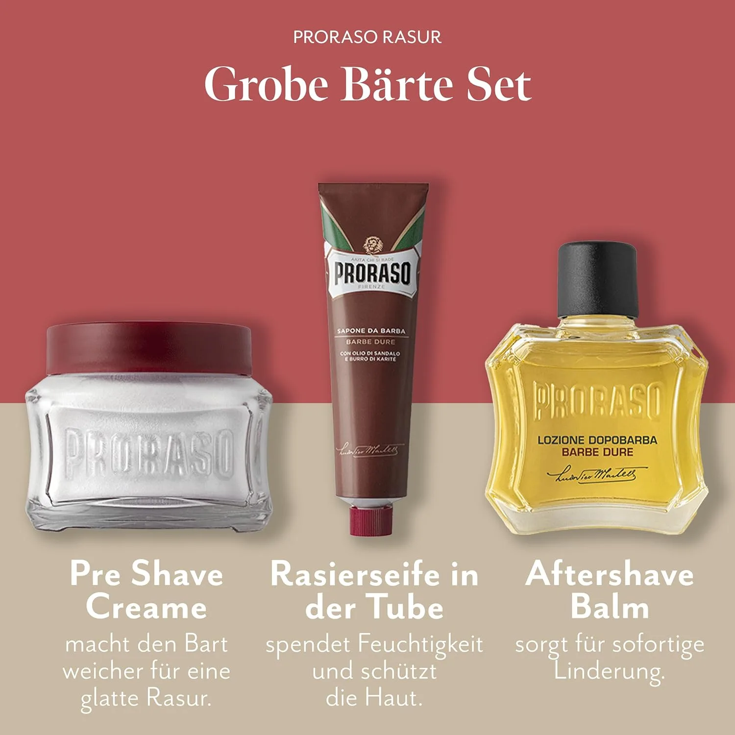 Набор для бритья Proraso Vintage Dopo Tin - питательный крем до бритья, крем для бритья и бальзам после бритья для густой щетины — фото 3