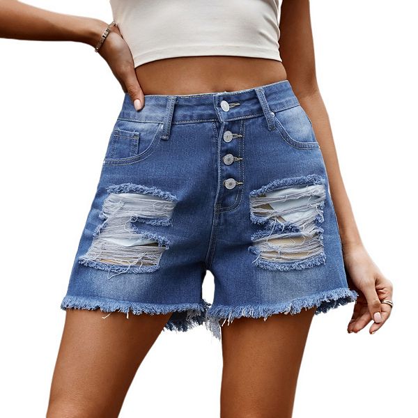 

Женские шорты джинсовые с принтом, высокие, с рваным краем Yesfashion, Floral Print