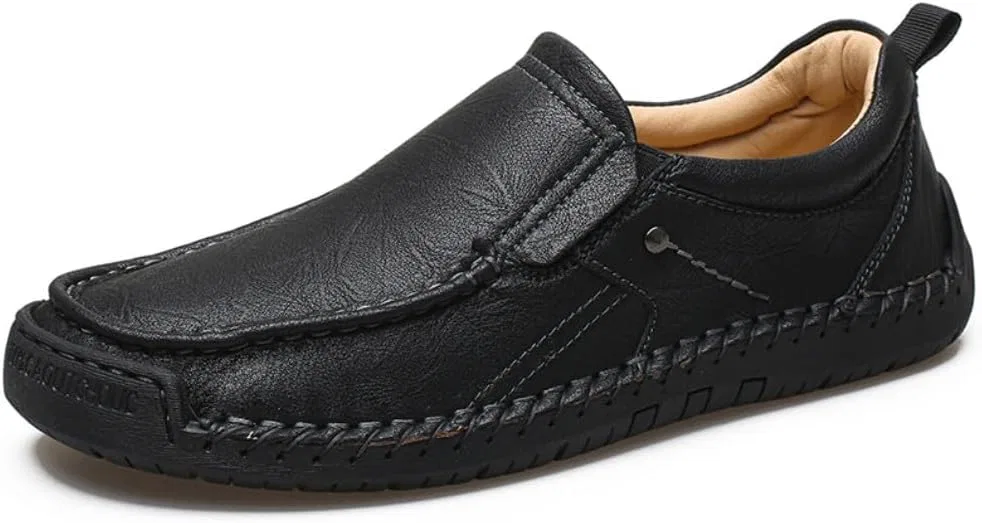 Мужские лоферы кожаные повседневные Loafers, черный Adornosbt