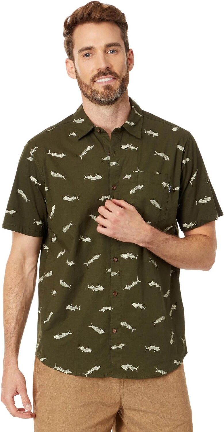 

Рубашка One & Only Lido Stretch Short Sleeve Woven Hurley, цвет Charcoal Fern