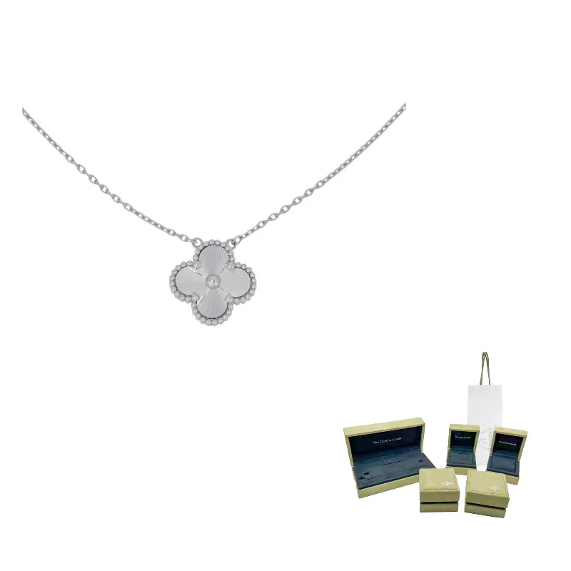 

Alhambra Four Leaf Lucky серия 18K белое золото ожерелье женское серебро Van Cleef & Arpels, Four-Leaf Lucky Pendant