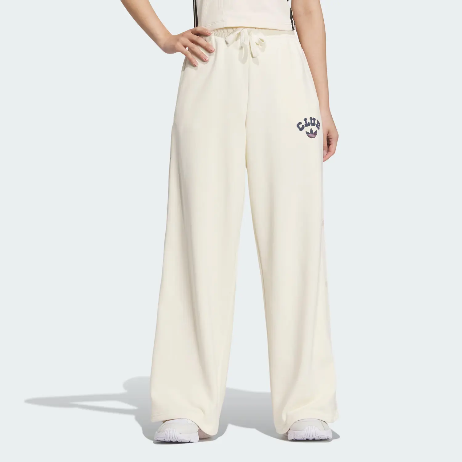 FW24 COLLEGIATE WIDE LEG SWEAT JOGGERS Вязаные спортивные штаны женские цвет слоновая кость Adidas Originals — фото 3