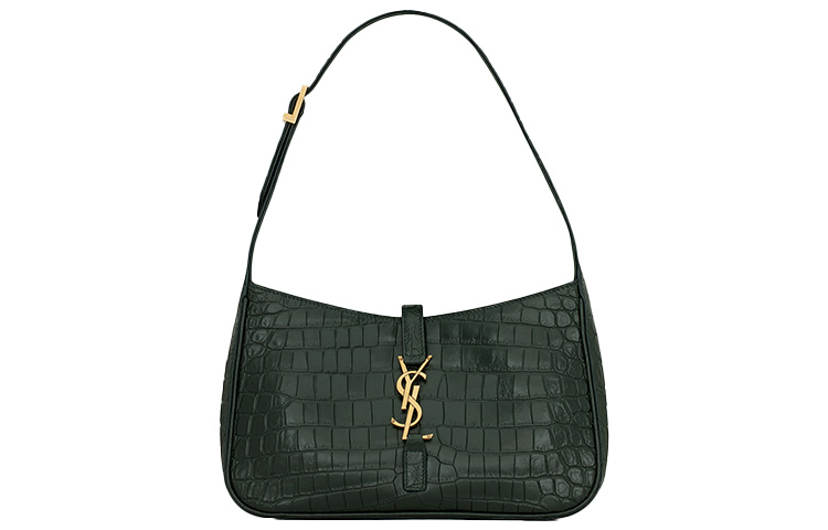 

SAINT LAURENT LE5A7 Сумка через плечо из коровьей кожи, сумка-хобо, женская, темно-зеленая