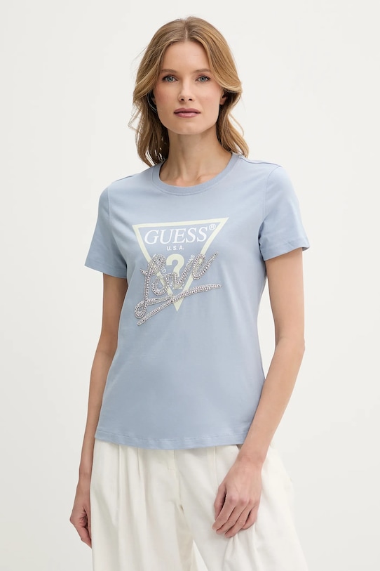 

Хлопковая футболка Guess, синий