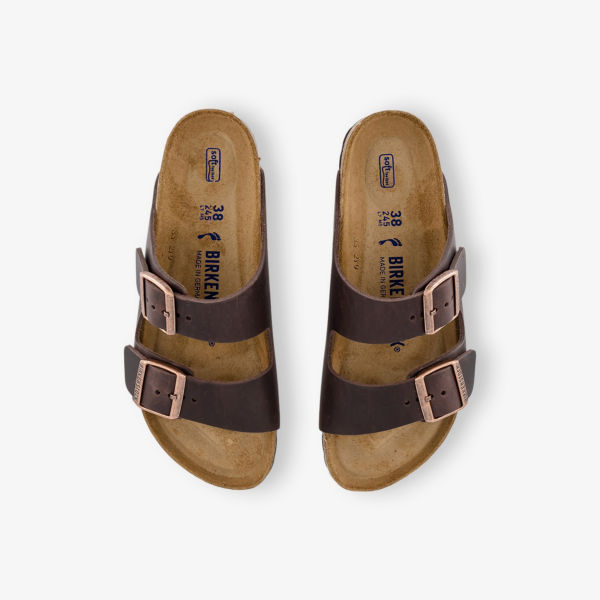 Сандалии кожаные Birkenstock Arizona с двумя ремешками, коричневый — фото 2