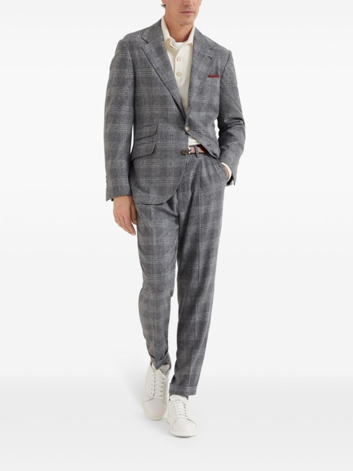 

Brunello Cucinelli брюки в клетку, серый