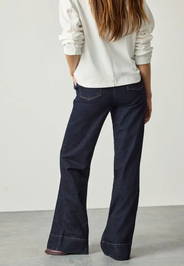 Золотые пуговицы спереди, широкие штанины Next, Denim Rinse — фото 3