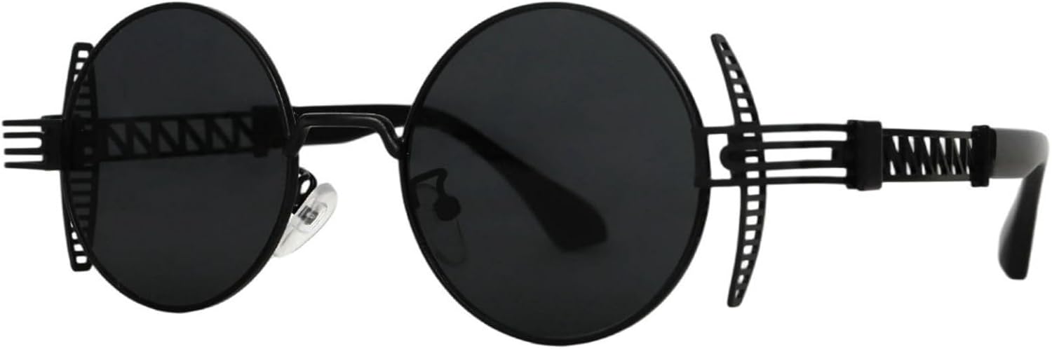 

Willochra Модные круглые солнцезащитные очки для женщин, классический винтажный панк, мужские черные солнцезащитные очки с защитой от УФ-излучения UV400, овальная оправа, C1