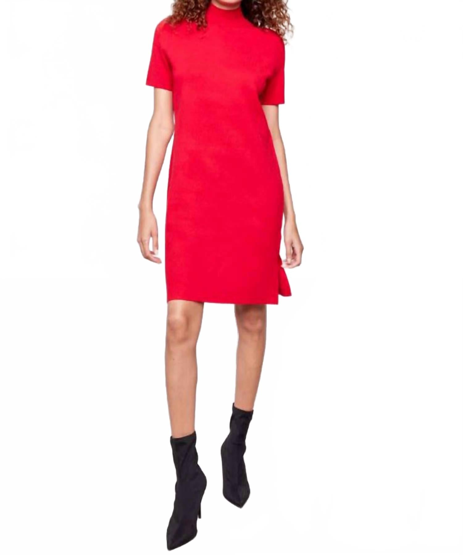 

CHARLIE B Платье-свитер с короткими рукавами, клюквенно-красного цвета