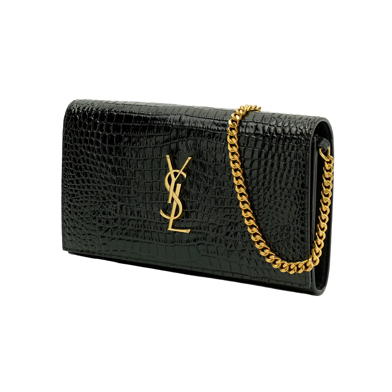 SAINT LAURENT CASSANDRE блестящая кожаная сумка через плечо, кроссбоди, кошелек женская черная — фото 3