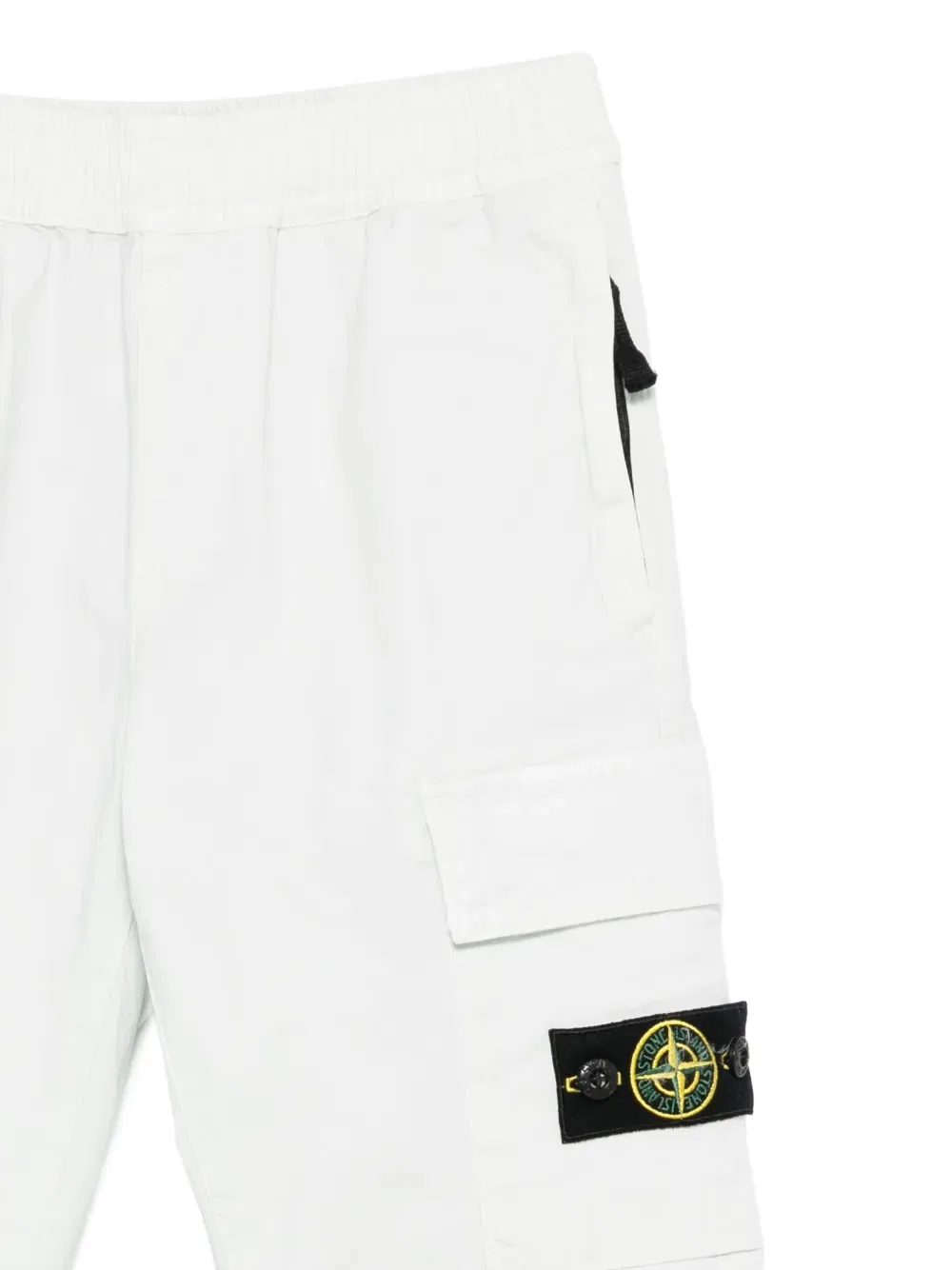 Брюки с накладными карманами и эластичным поясом Stone Island Junior, белый — фото 3