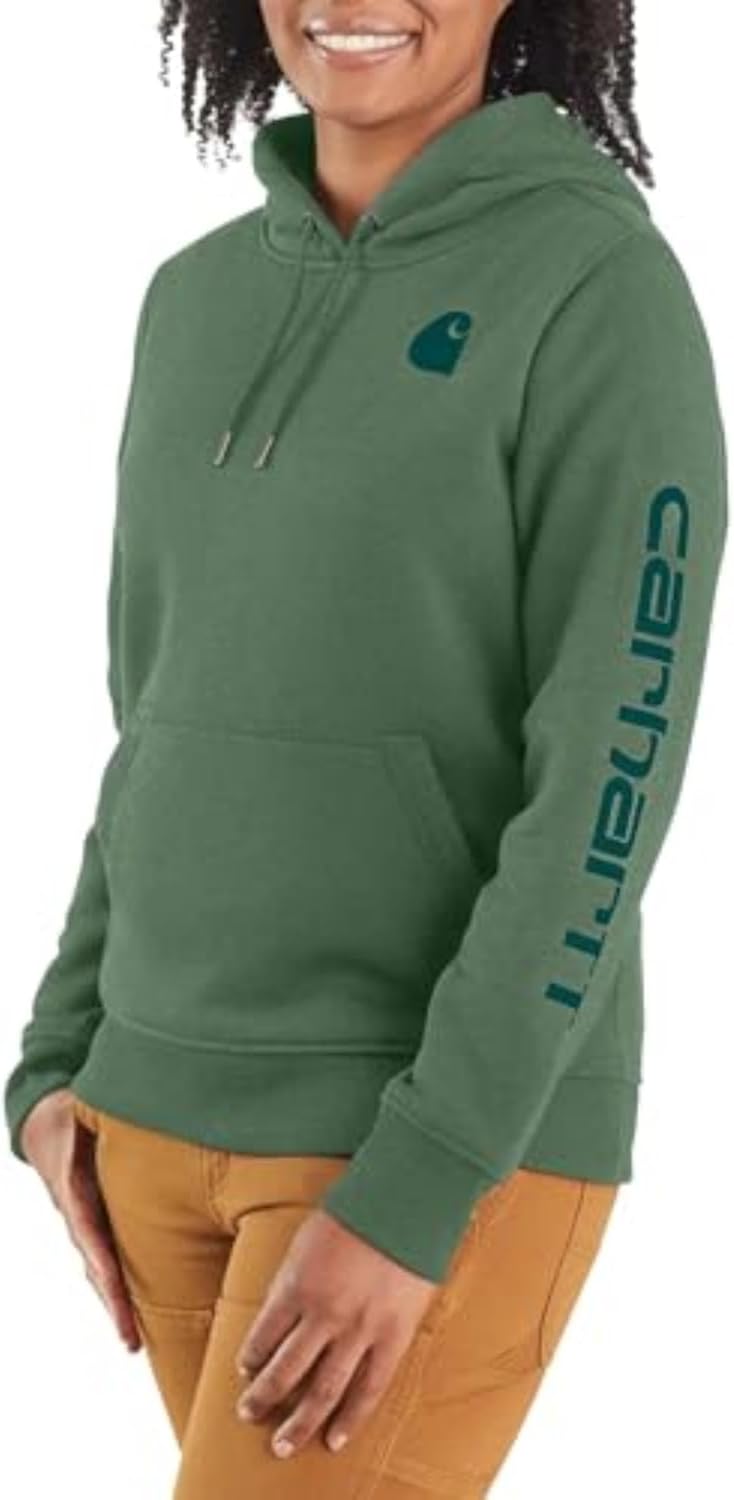 

Женская свободная толстовка Carhartt средней толщины с логотипом на рукавах, Frosted Balsam