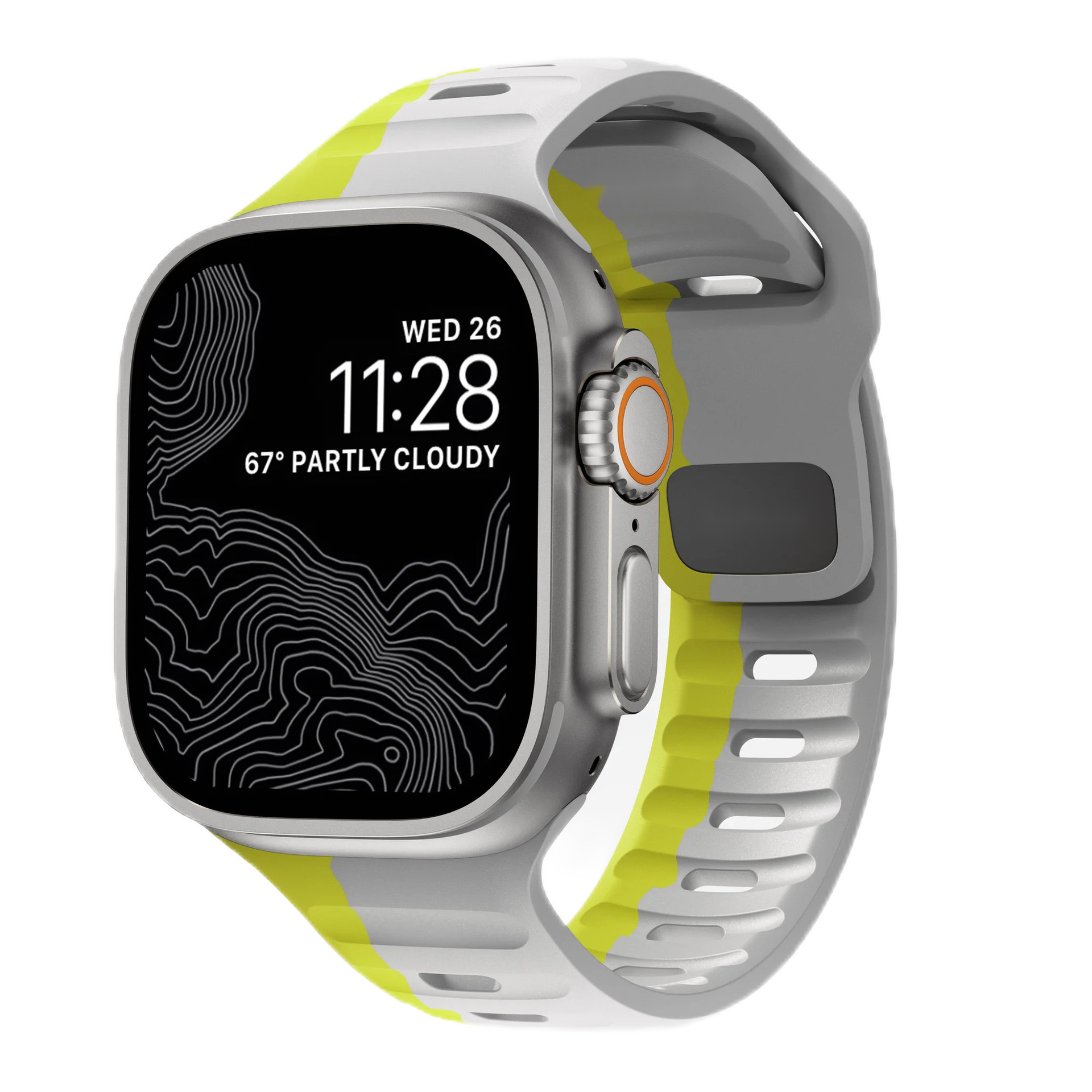 

Ремешок из силиконового материала, совместимый с Apple Akkerds, [Winter] gray with fluorescent green