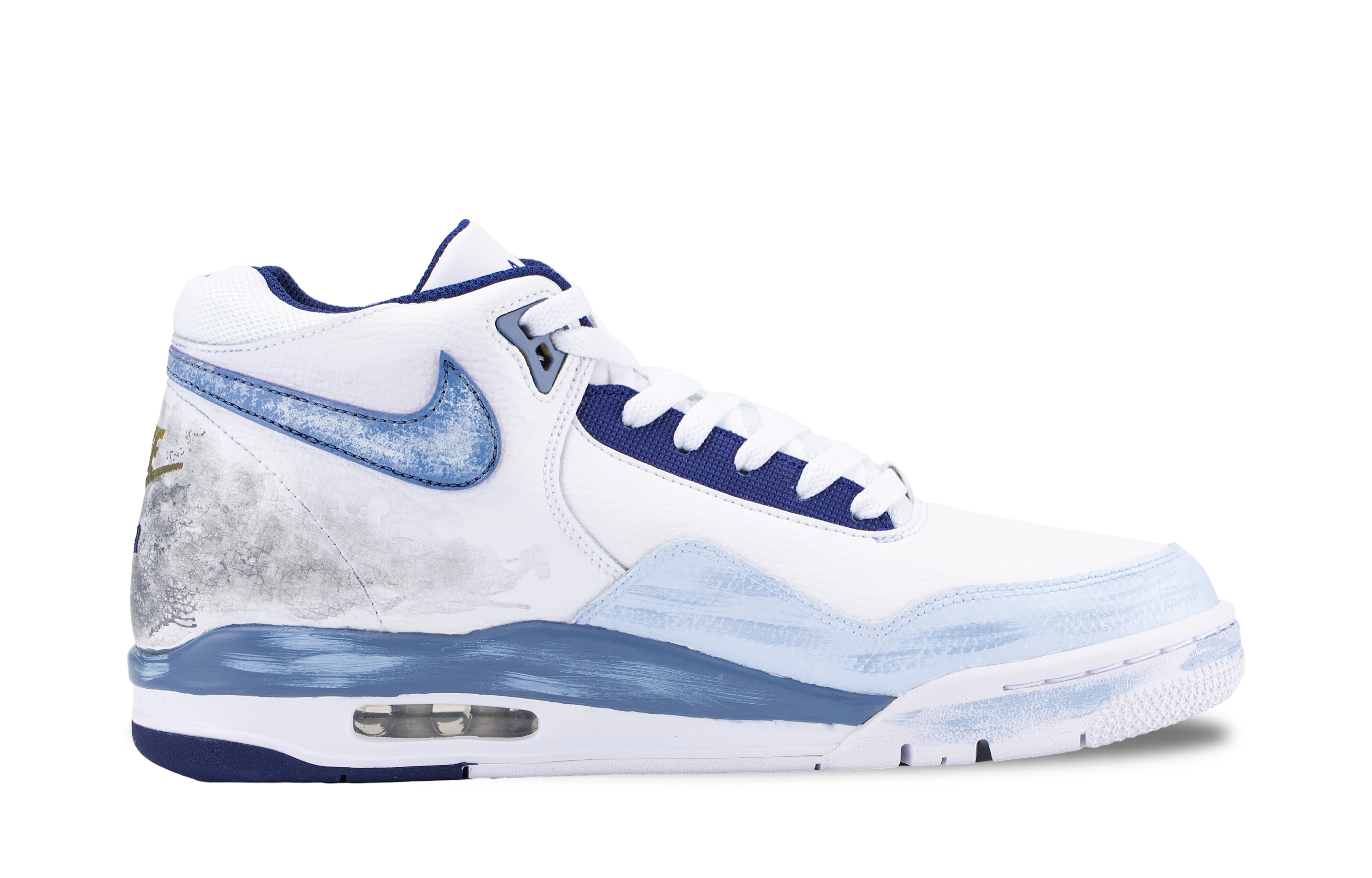 Nike Кроссовки баскетбольные мужские Flight Legacy Ice Crystal Realm Mid top Vintage бело-голубые — фото 4