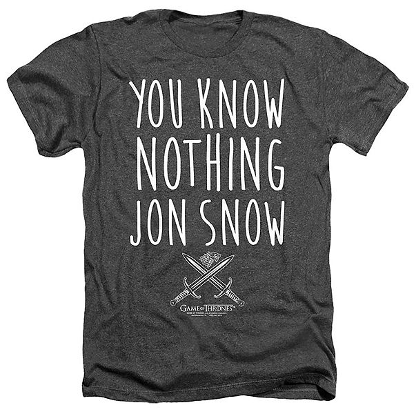 

Футболка Game of Thrones You Know Nothing Jon Snow Adult Heather Licensed Character