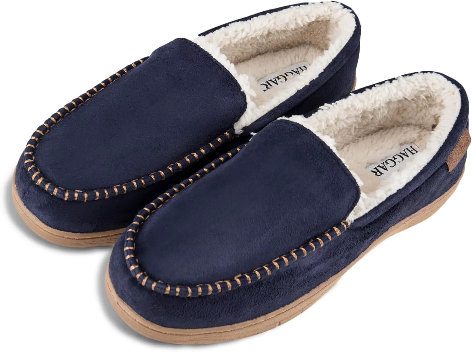 Мужские домашние тапочки Haggar Venetian Slipper для дома и улицы с комфортом из пены с эффектом памяти, темно-синий — фото 4