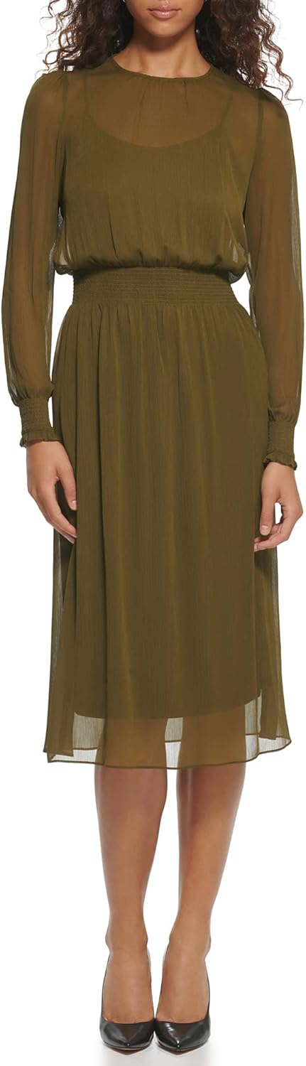 

Женское платье миди с приталеннной талией от Tommy Hilfiger, Dark Olive