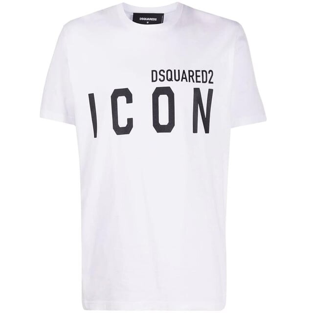 

Черная футболка с принтом Icon Dsquared2, белый
