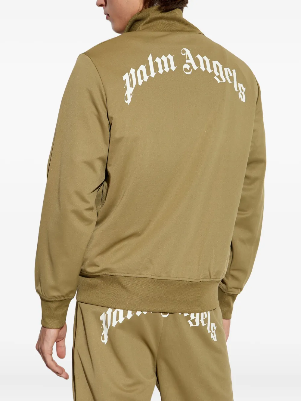 Свитшот с высоким воротником на молнии Palm Angels, зеленый — фото 4