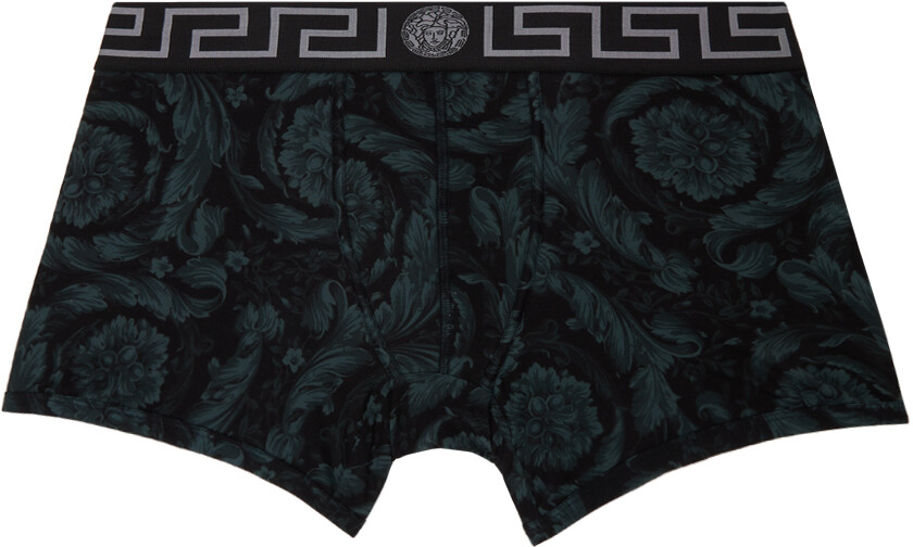 

Черные и серые длинные боксеры Barocco Versace Underwear, черный/серый