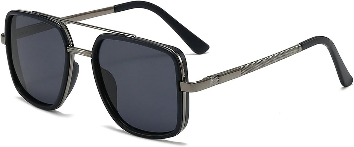 

Ретро поляризованные солнцезащитные очки-пилот для женщин и мужчин в винтажном стиле 70-х годов, с двойной перемычкой, металлической оправой и квадратной формой mincl, C7