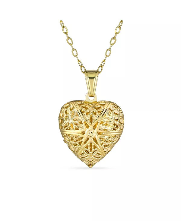 

Филигранное ожерелье-медальон в форме сердца с ароматерапевтическим эфирным маслом, позолоченное 18 карат Bling Jewelry, gold-tone