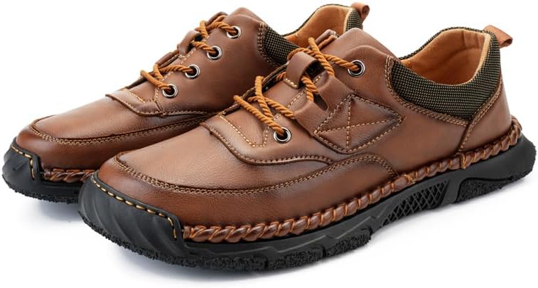 

Мужские оксфорды из натуральной кожи ручной работы, комфортные повседневные прогулочные туфли с плетеной отделкой, черного, коричневого и серого цветов Generic