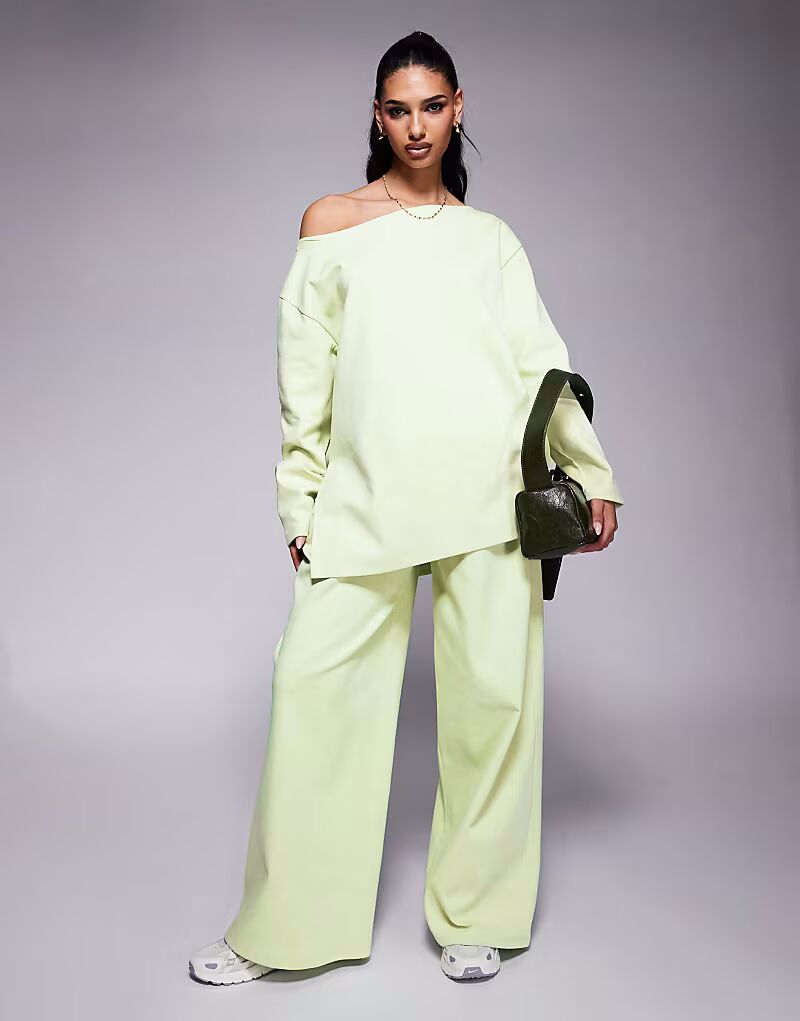 

Джемпер-комбинезон с открытыми плечами ASOS DESIGN пастельно-зеленого цвета