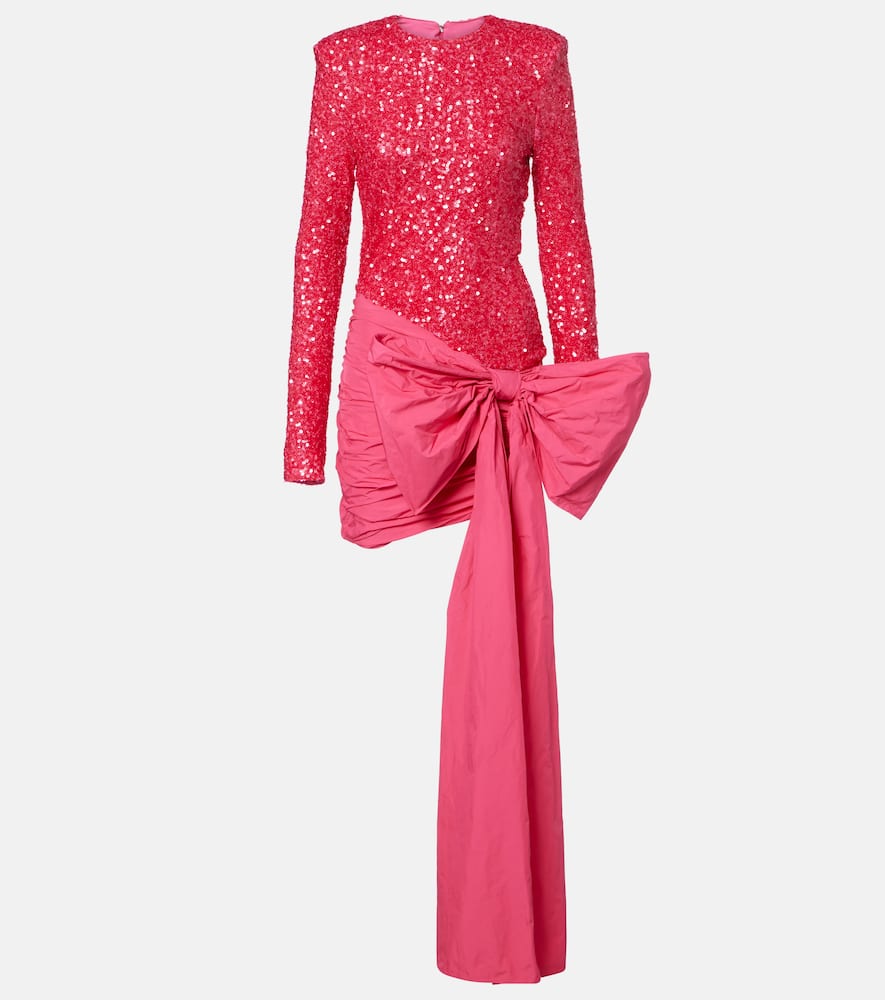 

Мини-платье с бантом и пайетками Rotate, Hot Pink