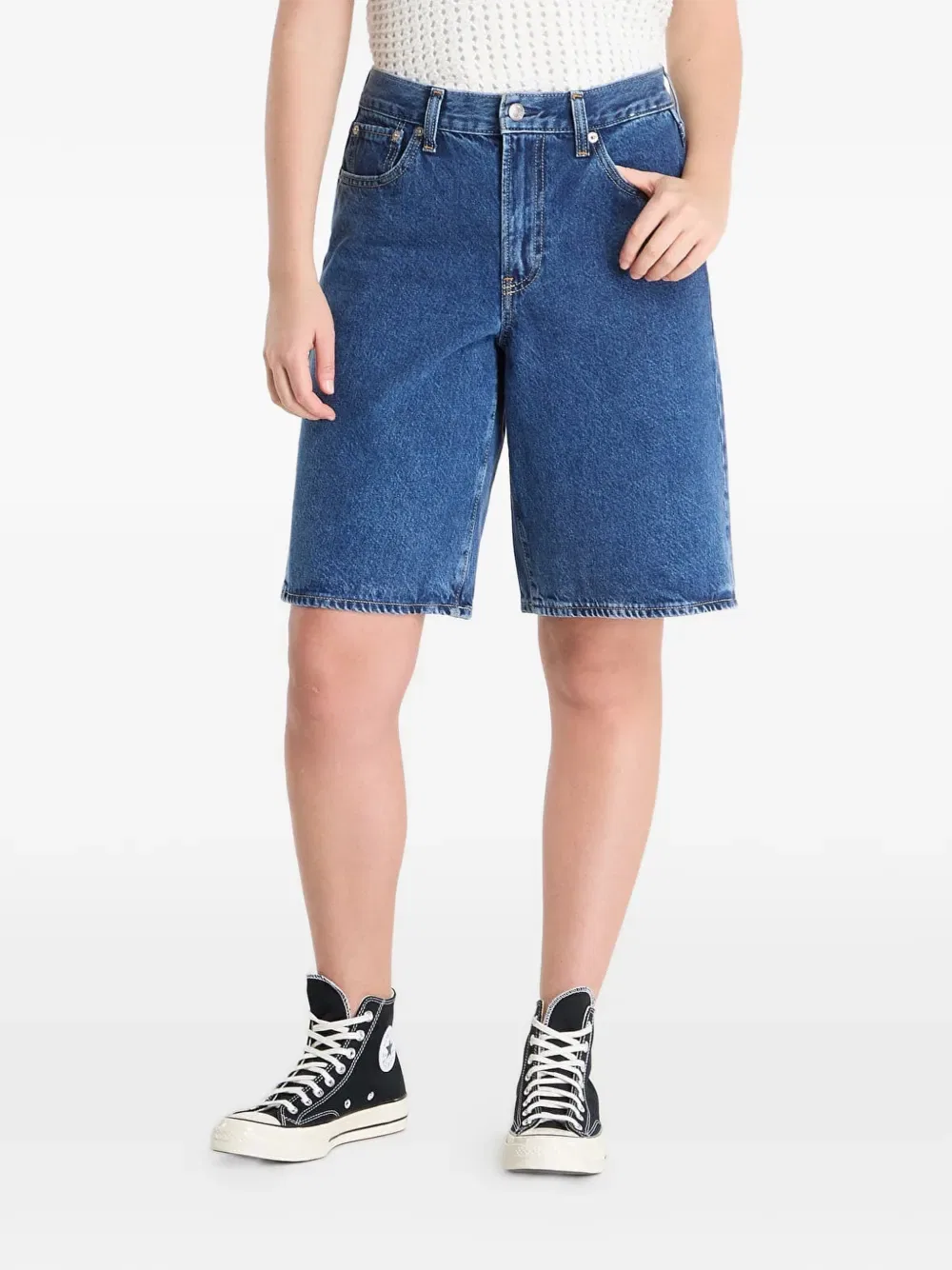 Джинсовые шорты с высокой талией Gap, синий