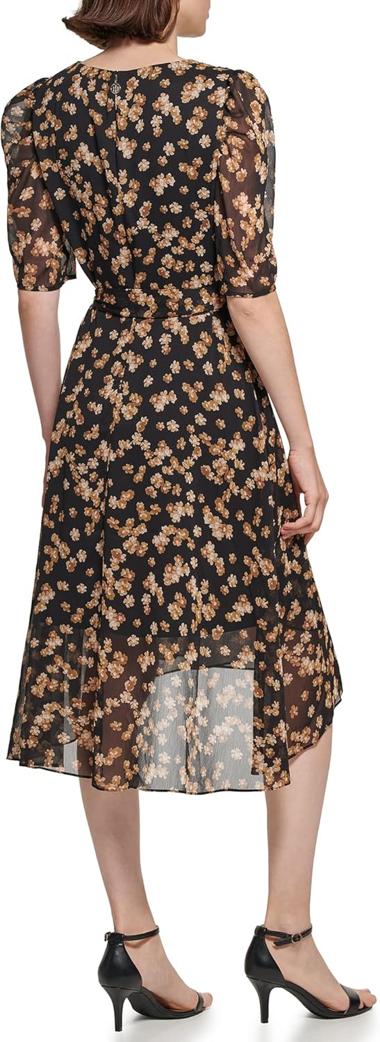 

Женское платье миди TOMMY HILFIGER с V-образным вырезом и имитацией запаха, Sand Multi