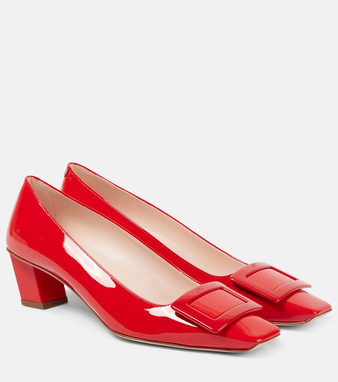 Туфли-лодочки Belle Vivier 45 из лакированной кожи с открытой пяткой Roger Vivier, Sunset Red