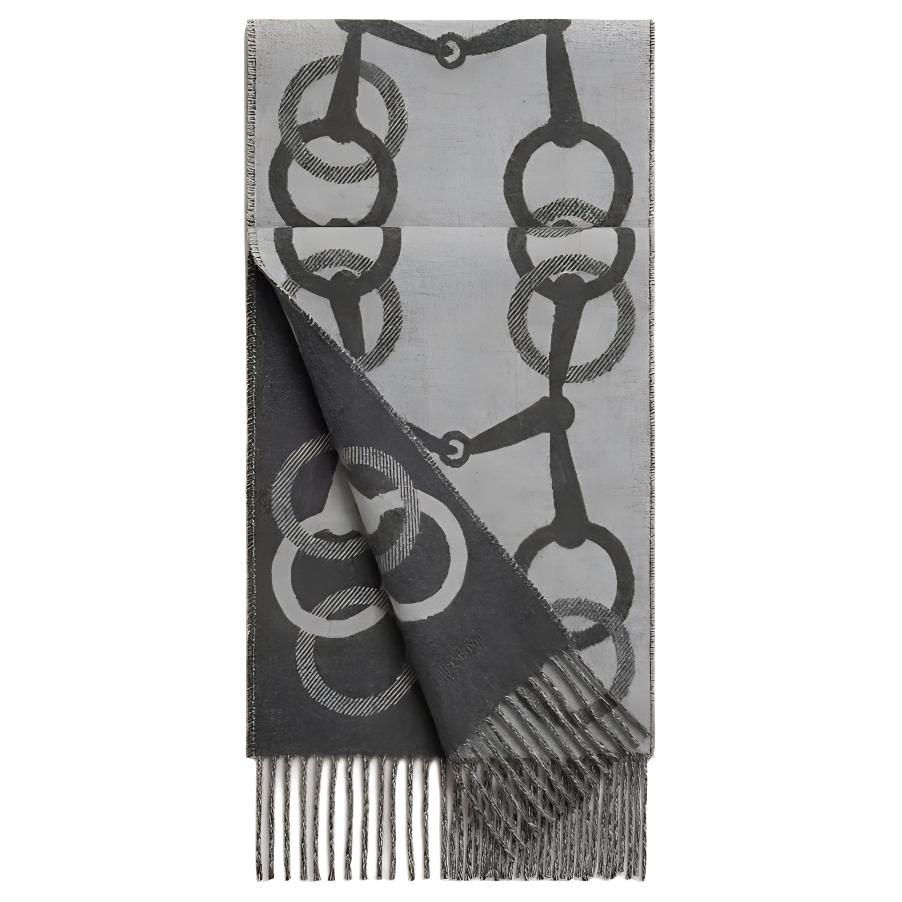 HERMES Кашемировый вязаный шарф унисекс средний серый, Medium Gray — фото 2