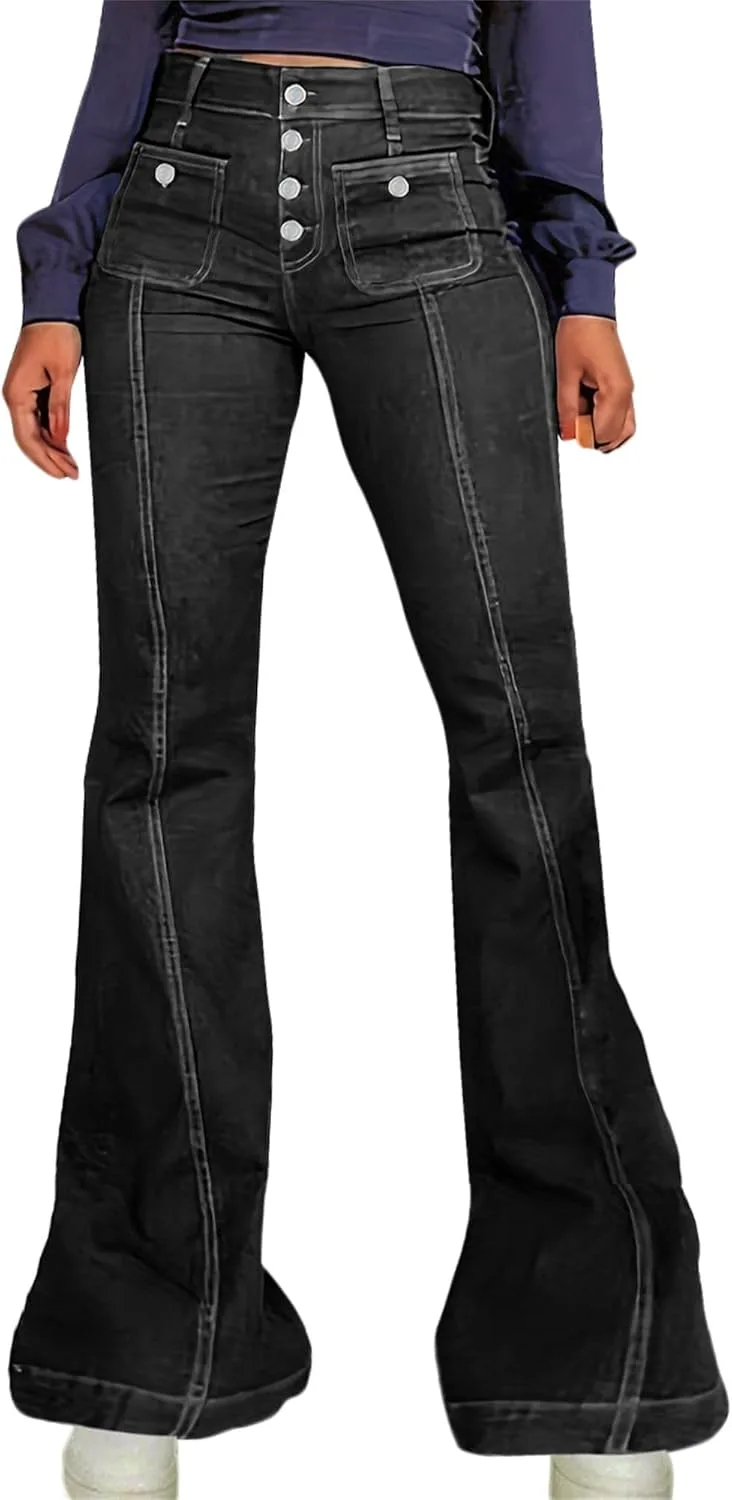 

Женские джинсы с высокой талией Boyfriend Flare Casual Stretch Bootcut ZH8FCHAN