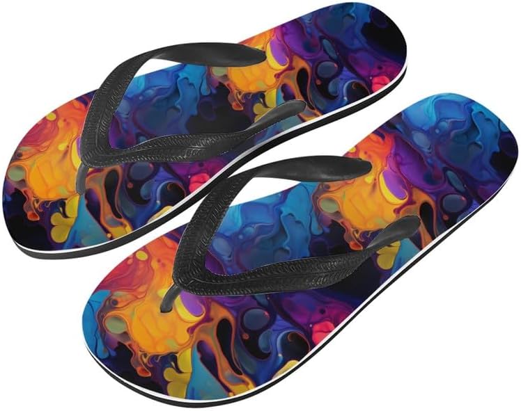 

Женские пляжные шлепанцы Semiouray с морской волной, милые ортопедические шлепанцы с лотосом, легкие плоские сандалии для дома и улицы на лето, Colorful Splash Art Painting