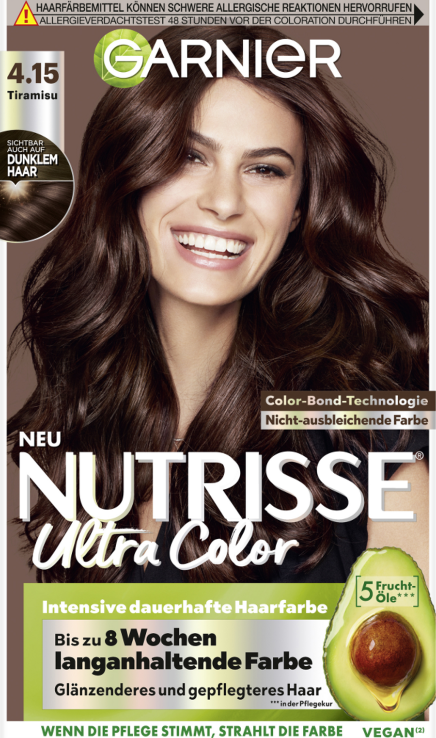 

Краска для волос Garnier Nutrisse Farbsensation Dauerhafte Haarfarbe Coloration 4.15 Tiramisu