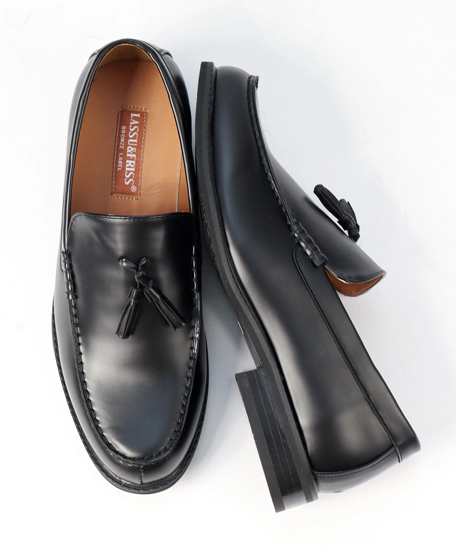 Мужские туфли-лоферы с кисточками LASSU&FRISS 807 чёрные