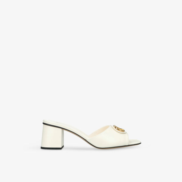 Мюли на каблуке Valentino Garavani Vlogo кожаные, белый