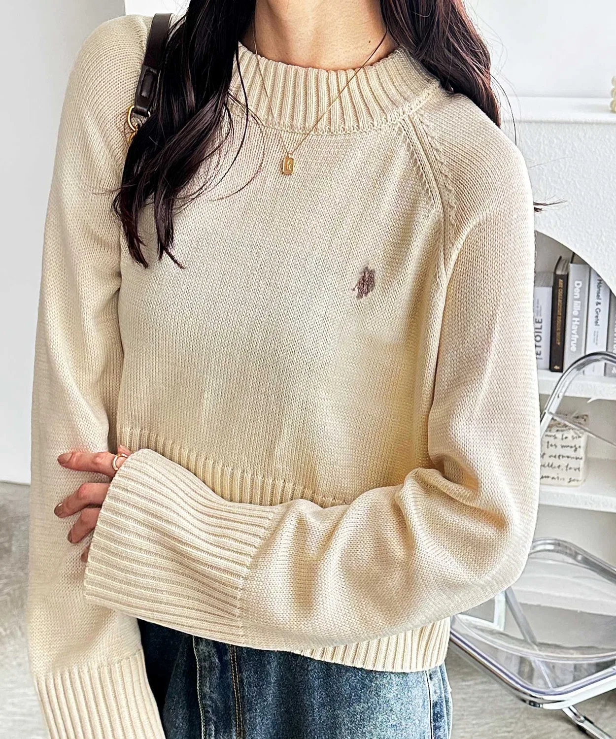 Джемпер короткий U.S. POLO ASSN. GeeRA коллаб, чёрный — фото 3