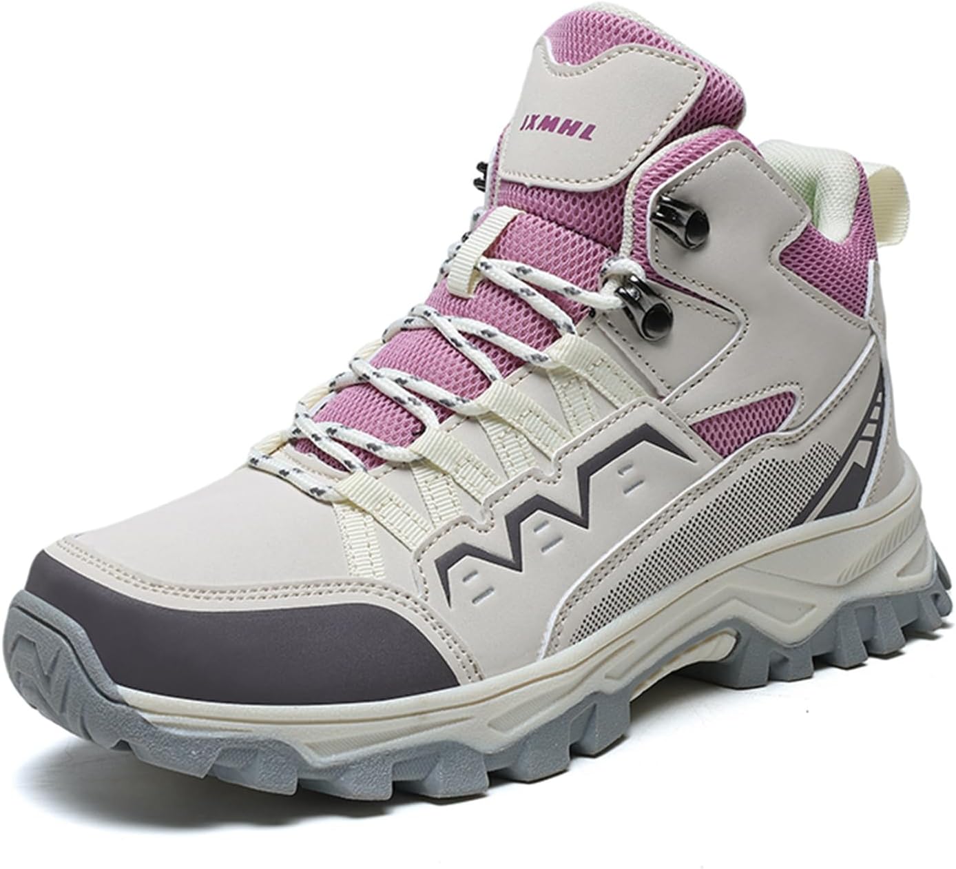 

Мужские кожаные походные туфли с круглым носком и шнуровкой, противоскользящие, комфортные, высокие водонепроницаемые ботинки для походов, подходящие для кемпинга на свежем воздухе и скалолазания Igzbibg, фиолетовый